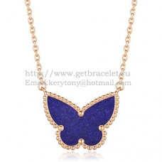 Van Cleef Arpels Lucky Alhambra Vlinderhanger Roze Goud Met Lapis Steen Parelmoer