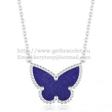 Van Cleef Arpels Lucky Alhambra Vlinderhanger Witgoud met Lapis Steen Parelmoer