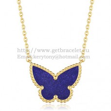 Van Cleef Arpels Lucky Alhambra Vlinderhanger Geel Goud Met Lapis Steen Parelmoer