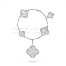 Van Cleef Arpels Magic Alhambra Armband 5 Motieven Witgoud met Diamanten