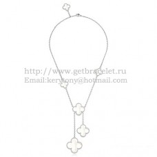 Van Cleef Arpels Magic Alhambra ketting witgoud 6 motieven met witte parelmoer