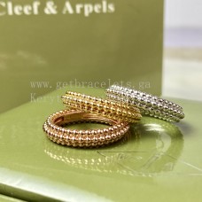 Van Cleef Arpels Perlee Parels Ring 3 Rijen Geel Goud/Rose Goud/Wit Goud