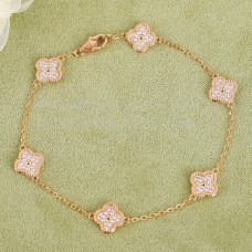 Van Cleef Arpels Sweet Alhambra-armband 6 motieven roségoud met pave-diamanten