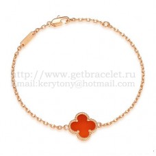 Van Cleef Arpels Sweet Alhambra Armband Roze Goud Met Carneool Parelmoer