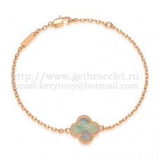 Van Cleef Arpels Sweet Alhambra Armband Roze Goud Met Grijze Parelmoer