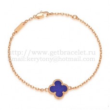 Van Cleef Arpels Sweet Alhambra Armband Roze Goud Met Lapis Steen Parelmoer