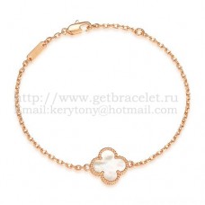 Van Cleef Arpels Sweet Alhambra Armband Roze Goud Met Witte Parelmoer