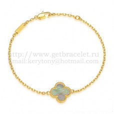 Van Cleef Arpels Sweet Alhambra Armband Geel Goud Met Grijze Parelmoer