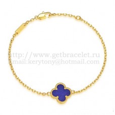 Van Cleef Arpels Sweet Alhambra Armband Geel Goud Met Lapis Steen Parelmoer