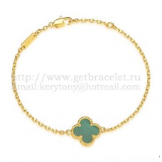 Van Cleef Arpels Sweet Alhambra Armband Geel Goud Met Malachiet Parelmoer