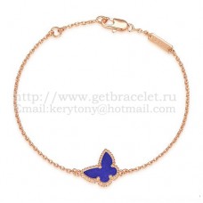 Van Cleef Arpels Zoete Alhambra Vlinderarmband Roze Goud met Malachiet Parelmoer