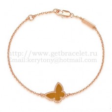 Van Cleef Arpels Sweet Alhambra Vlinderarmband Roze Goud Met Tijgeroog Parelmoer