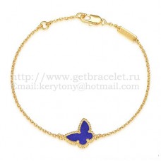 Van Cleef Arpels Sweet Alhambra Vlinderarmband Geel Goud Met Lapis Steen Parelmoer