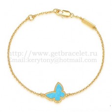 Van Cleef Arpels Sweet Alhambra Vlinderarmband Geel Goud Met Turkoois Parelmoer