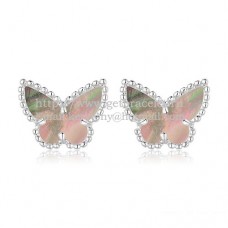 Van Cleef Arpels Sweet Alhambra Butterfly Oorbellen Witgoud met grijze parelmoer
