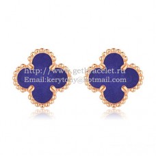 Van Cleef Arpels Sweet Alhambra Oorbellen Roze Goud Met Lapis Steen Parelmoer