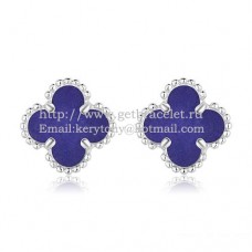 Van Cleef Arpels Sweet Alhambra Oorbellen Witgoud met Lapis Steen Parelmoer