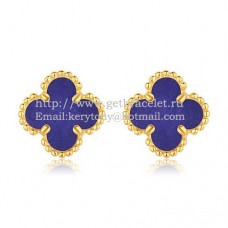 Van Cleef Arpels Sweet Alhambra Oorbellen Geel Goud Met Lapis Steen Parelmoer