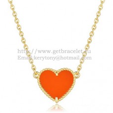 Van Cleef Arpels Zoete Alhambra Hart Hanger Geel Goud Met Rode Onyx Parelmoer