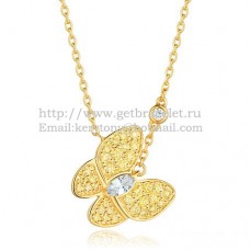 Van Cleef Arpels Twee vlinderketting Geelgouden steencombinatie met pave-diamanten