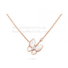 Van Cleef Arpels Twee Vlinderhanger Parelmoer met Diamant Geelgoud/Witgoud/Rosegoud