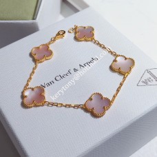 Van Cleef Arpels Alhambra Armband 5 Motieven Roségoud met Roze Parelmoer Lente