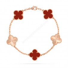 Van Cleef Arpels Alhambra Armband 5 Motieven Roségoud met Carneool