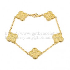 Van Cleef Arpels Alhambra Armband 5 Motieven Geel Goud