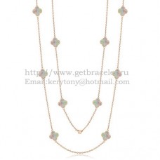 Van Cleef Arpels Alhambra ketting roze goud 10 motieven met grijze parelmoer