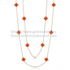 Van Cleef Arpels Alhambra ketting roze goud 10 motieven met carneool parelmoer