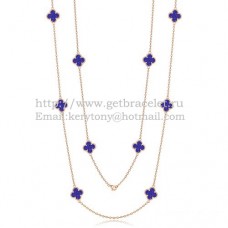 Van Cleef Arpels Alhambra ketting roze goud 10 motieven met lapis steen parelmoer