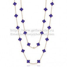 Van Cleef Arpels Alhambra ketting roze goud 20 motieven met lapis steen parelmoer
