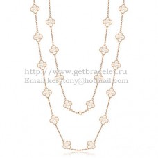Van Cleef Arpels Alhambra ketting roze goud 20 motieven met witte parelmoer