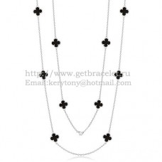 Van Cleef Arpels Alhambra ketting witgoud 10 motieven met zwarte agaat parelmoer