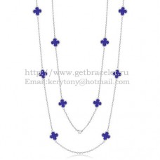 Van Cleef Arpels Alhambra ketting wit goud 10 motieven met lapis steen parelmoer