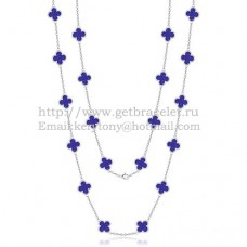 Van Cleef Arpels Alhambra ketting wit goud 20 motieven met lapis steen parelmoer