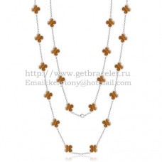 Van Cleef Arpels Alhambra ketting witgoud 20 motieven met tijgeroog parelmoer