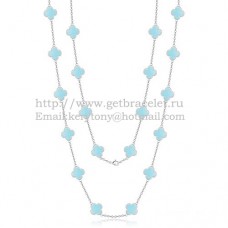 Van Cleef Arpels Alhambra ketting witgoud 20 motieven met turquoise parelmoer
