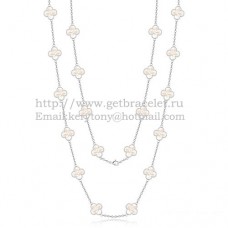 Van Cleef Arpels Alhambra ketting witgoud 20 motieven met witte parelmoer