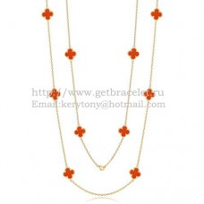 Van Cleef Arpels Alhambra Ketting Geel Goud 10 Motieven Met Carneool Parelmoer