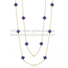 Van Cleef Arpels Alhambra Ketting Geel Goud 10 Motieven Met Lapis Steen Parelmoer