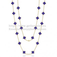 Van Cleef Arpels Alhambra Ketting Geel Goud 20 Motieven Met Lapis Steen Parelmoer