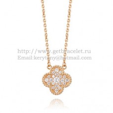Van Cleef Arpels Alhambra hanger roze goud met diamanten