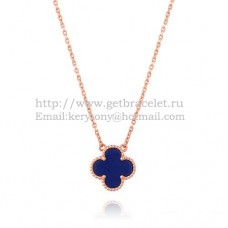 Van Cleef Arpels Alhambra Hanger Roze Goud Met Lapis Steen Parelmoer 15mm