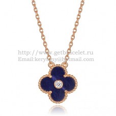 Van Cleef Arpels Alhambra hanger roze goud met lapis steen parelmoer ronde diamanten
