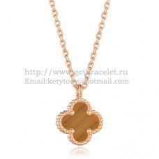 Van Cleef Arpels Sweet Alhambra Hanger Roze Goud Met Tijgeroog Parelmoer 9mm