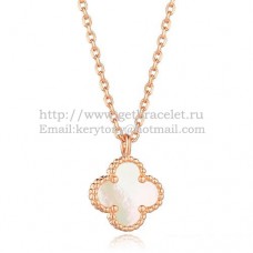 Van Cleef Arpels Sweet Alhambra Hanger Roze Goud Met Witte Parelmoer 9mm