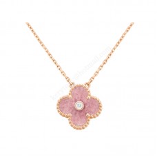 Van Cleef Arpels Alhambra hanger Roségoud met diamant en rhodoniet