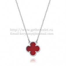 Van Cleef Arpels Alhambra Hanger Witgoud met Carneool Parelmoer 15mm