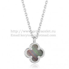 Van Cleef Arpels Sweet Alhambra Hanger Witgoud met Grijze Parelmoer 9mm